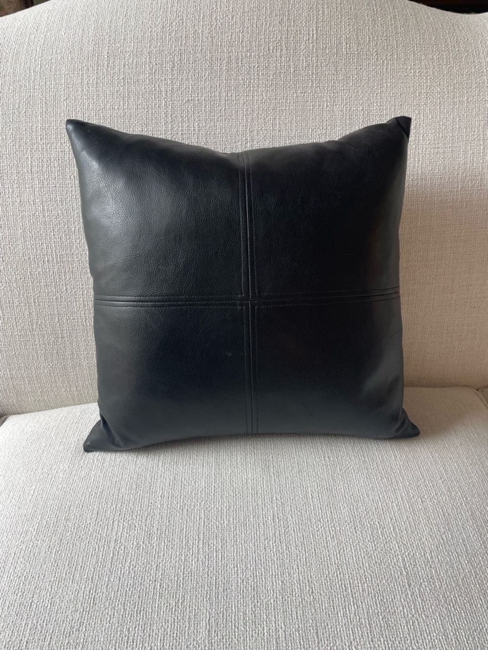 Black Leather Accent Pillow - Home Accents